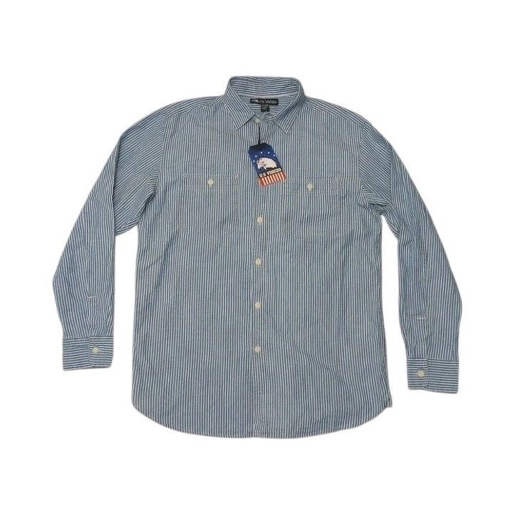 US Forces Men's Large Shirt NEW WITH TAGS Striped Long Sleeve Button Up